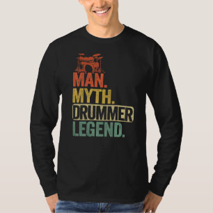 Mens Man Myth Drummer Legend Drums Mens Vintage Da T-Shirt