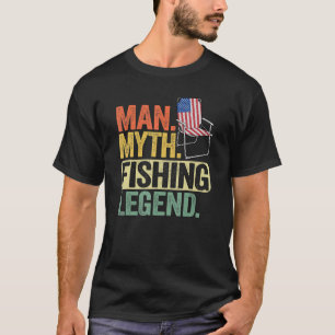 Mens Man Myth Fishing Legend Dad Daddy Amerian Fla T-Shirt