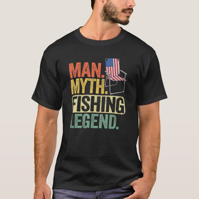 Mens Man Myth Fishing Legend Dad Daddy Amerian Fla T-Shirt (Front)
