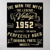 Mens Man Myth Legend 1952 70th Birthday Tee For 70