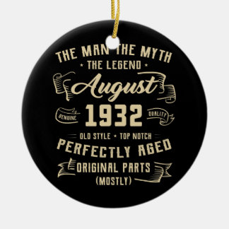 Mens Man Myth Legend August 1932 90th Birthday Ceramic Tree Decoration