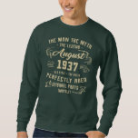 Mens Man Myth Legend August 1937 85th Birthday Sweatshirt<br><div class="desc">Mens Man Myth Legend August 1937 85th Birthday Gift 85 Years Old Gift. Perfect gift for your dad,  mum,  papa,  men,  women,  friend and family members on Thanksgiving Day,  Christmas Day,  Mothers Day,  Fathers Day,  4th of July,  1776 Independant day,  Veterans Day,  Halloween Day,  Patrick's Day</div>