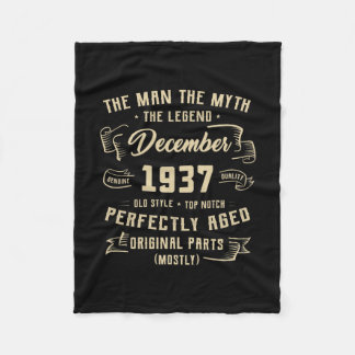 Mens Man Myth Legend December 1937 85th Birthday Fleece Blanket