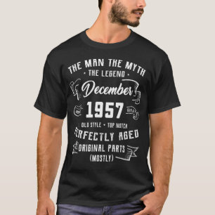 Mens Man Myth Legend December 1957 65th Birthday T-Shirt