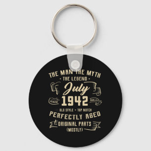 Mens Man Myth Legend July 1942 80th Birthday Gift Key Ring