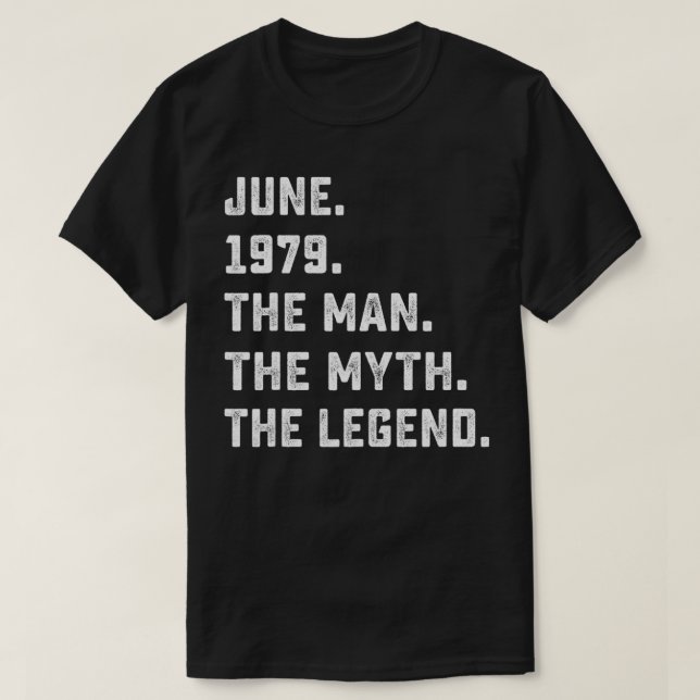 Mens Man Myth Legend June 1979 42th Birthday Tee F (Design Front)