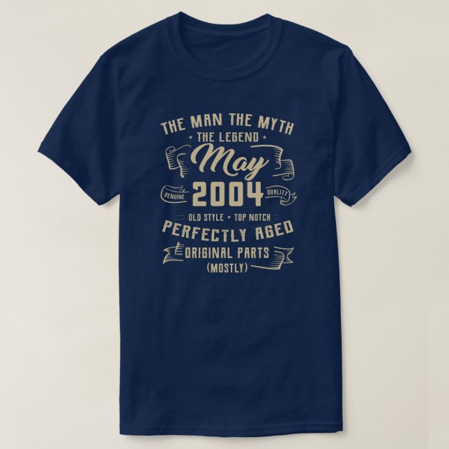 Mens Man Myth Legend May 2004 18th Birthday Gift T-Shirt (Design Front)