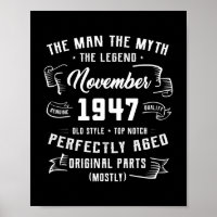 Mens Man Myth Legend November 1947 75th Birthday