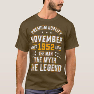 Mens Man Myth Legend November 1952 70th Birthday T-Shirt