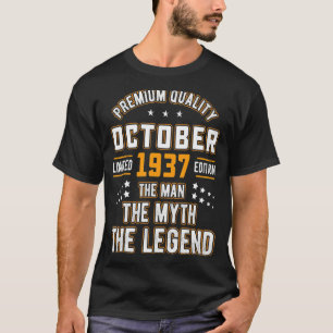 Mens Man Myth Legend October 1937 85th Birthday 85 T-Shirt