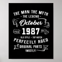 Mens Man Myth Legend October 1987 35th Birthday