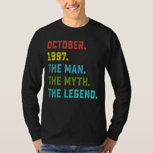 Mens Man Myth Legend October 1997 25th Birthday T-Shirt
