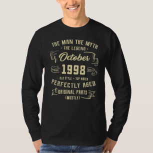 Mens Man Myth Legend October 1998 24th Birthday 2 T-Shirt