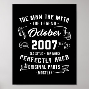 Mens Man Myth Legend October 2007 15th Birthday Poster