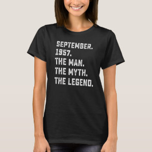 Mens Man Myth Legend September 1957 65th Birthday T-Shirt