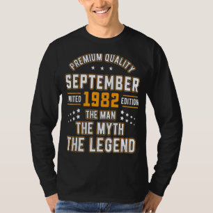Mens Man Myth Legend September 1982 40th Birthday T-Shirt