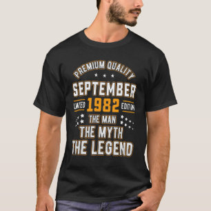 Mens Man Myth Legend September 1982 40th Birthday T-Shirt