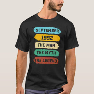 Mens Man Myth Legend September 1992 30th Birthday T-Shirt
