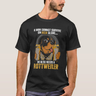 Mens Man Needs Beer And Rottweiler Dog Owner Rot T-Shirt