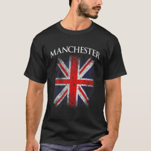 Mens Manchester Vintage Retro British Flag Funny T-Shirt