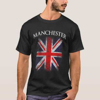Mens Manchester Vintage Retro British Flag Funny T-Shirt