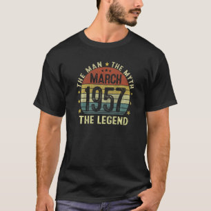 Mens March 1957 The Man Myth Legend 65 Years Old B T-Shirt