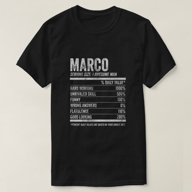 Mens Marco Nutrition Personalized Name Shirt Funny (Design Front)