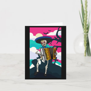 Mens Mariachi Playing Skeleton Day Of The Card