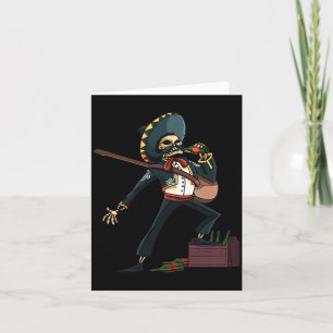 Mens Mariachi Skeleton Sombrero Dia De Los Muertos Card