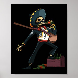 Mens Mariachi Skeleton Sombrero Dia De Los Muertos Poster