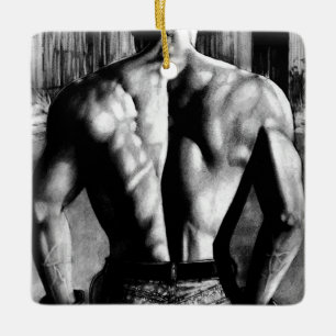 Men's Masculine Bodybuilding Muscles Pride Man Ceramic Ornament