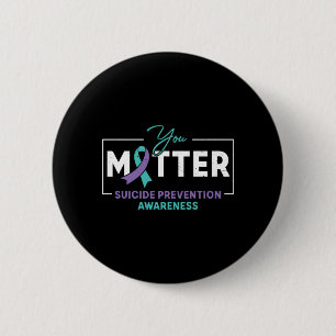 Mens Matter Teal Purple Ribbon Suicide Prevention 6 Cm Round Badge