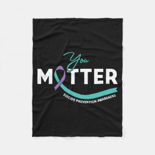 Mens Matter Teal Purple Ribbon Suicide Prevention Fleece Blanket