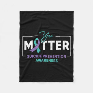 Mens Matter Teal Purple Ribbon Suicide Prevention Fleece Blanket