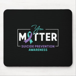 Mens Matter Teal Purple Ribbon Suicide Prevention Mouse Mat