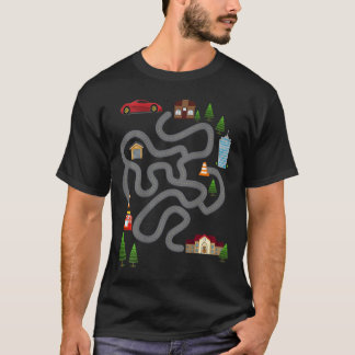 Mens Maze Race Car Track Gifts for Dad Back Rub Pl T-Shirt