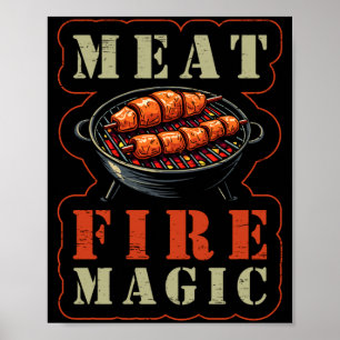 Mens meat fire magic bbq lovers delight poster