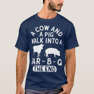 Mens Meat Grilling Gift for Men A cow and a pig wa T-Shirt