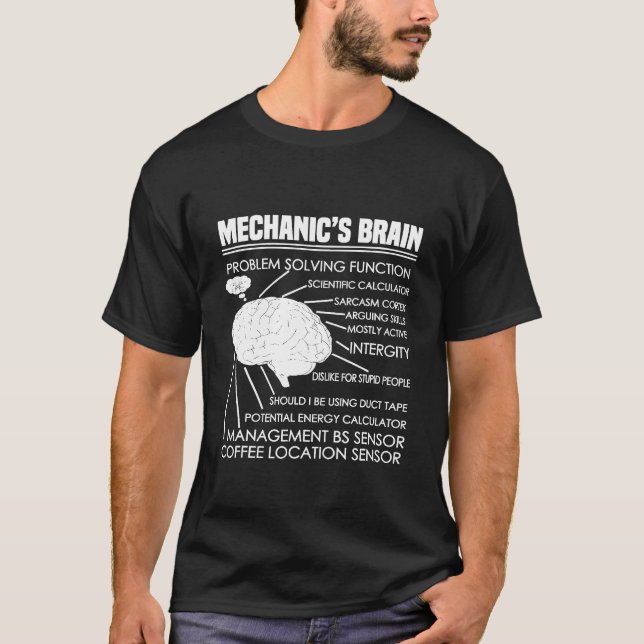 Mens Mechanics Brain Problem Solving Function T-Shirt (Front)