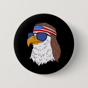 Mens Memorial Day4th Of July Patriotic Usa Eagle 6 Cm Round Badge