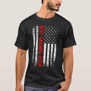 Mens Men Best Grampa Ever Usa Flag 4th Of July Fat T-Shirt
