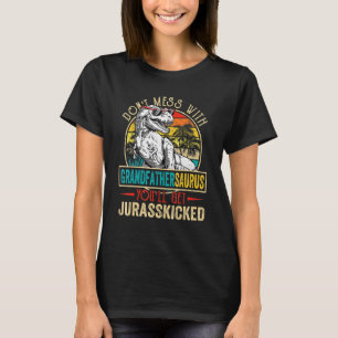 Mens Men Distressed Grandfathersaurus Dinosaur Rex T-Shirt