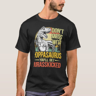 Mens Men Distressed Poppasaurus Dinosaur Rex Fathe T-Shirt