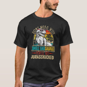 Mens Men Distressed Single Dadsaurus Dinosaur Rex T-Shirt
