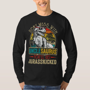 Mens Men Distressed Unclesaurus Dinosaur Rex Fathe T-Shirt
