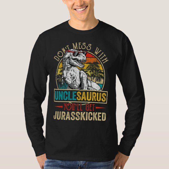 Mens Men Distressed Unclesaurus Dinosaur Rex Fathe T-Shirt (Front)