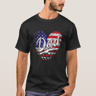 Mens Men Patriotic American Flag Heart Golf Dad Fa T-Shirt
