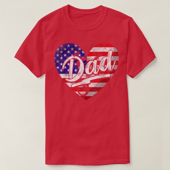Mens Men Patriotic American Flag Heart Motocross D T-Shirt (Design Front)