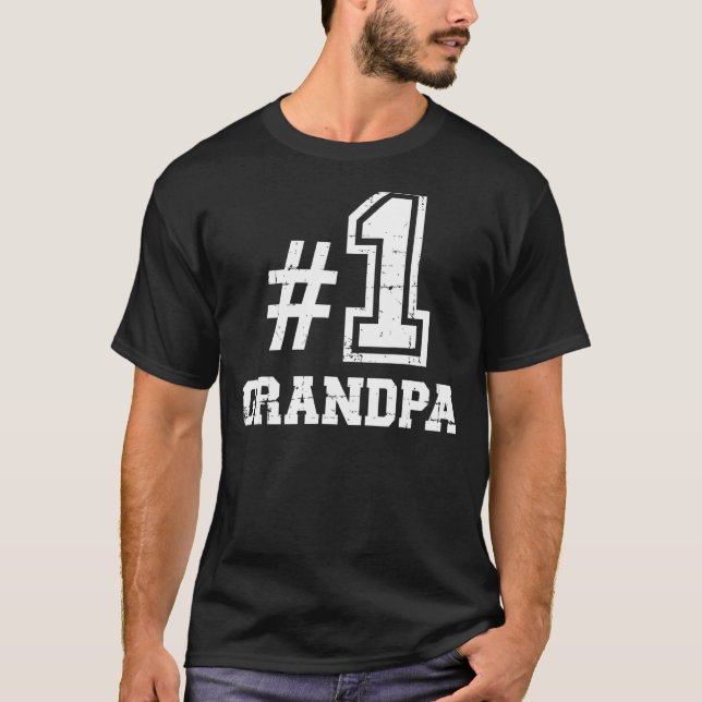 Mens Mens 1 Grandpa   Number One Father's Day T-Shirt (Front)