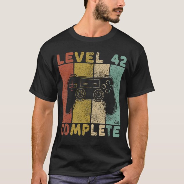 Mens Mens 42nd Birthday Men Gaming Level 42 Comple T-Shirt (Front)